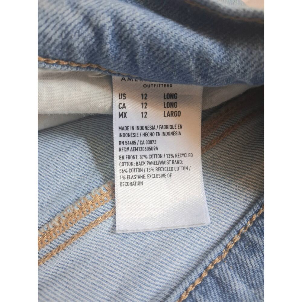 American Eagle Strigid Stovepipe Jeans Womens 12 Long Light Wash - Picture 7 of 7